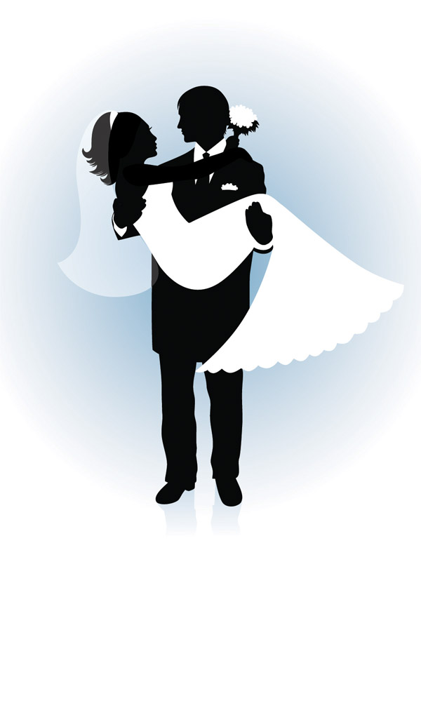free vector People wedding silhouette vector